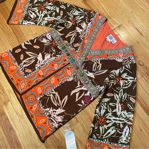 VTG Embellished Patterned Long Sleeve Tunic Top NWT DG2 By Diane Gilman - Picture 3 of 10